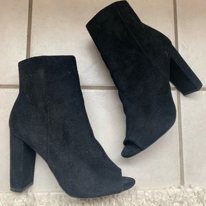 Peep toe black booties